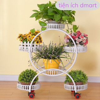 chậu hoa 6 tầng khung sắt chắc chắn, decor nhà cửa sang trọng, kệ để bồn hoa có bánh xe KH8991