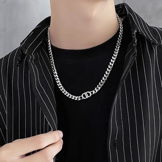 Bộ vòng cổ và vòng tay titan họa tiết chữ D đôi cực chất
