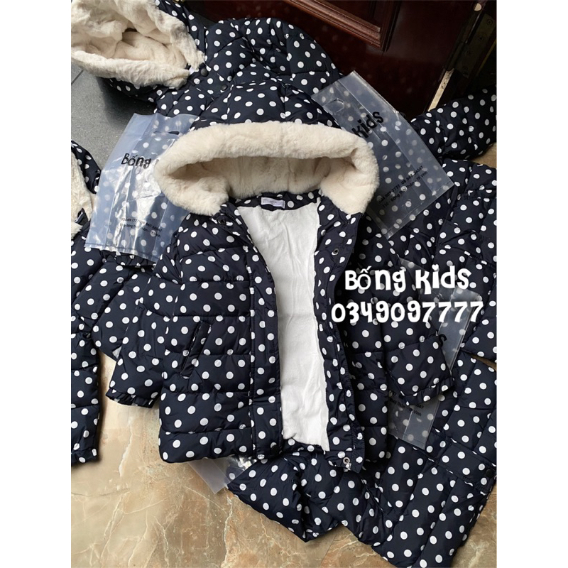 Áo Parka Phao Bé Gái Chấm Bi Navy MG