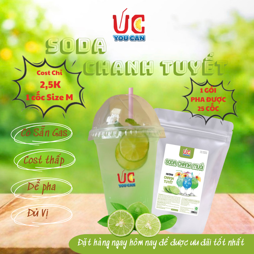 Soda Chanh  Soda UC, Nước Uống Giải Khát Có Sẵn Gas, Không Cần Siro và Nước Có Gas, Đủ Vị, Thơm Ngon