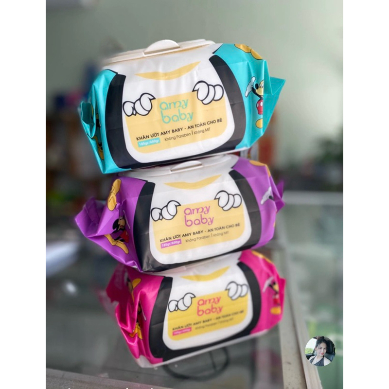 Hộp khăn ướt 185/650G Amybaby chống hâm kháng khuẩn