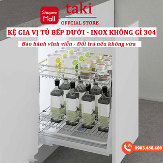 {Nhập Khẩu} Kệ Đựng Chai Lọ, Kệ Gia Vị Tủ Bếp INOX Không Gỉ 304 Cao Cấp Ray Giảm Chấn - Bảo Hành Vĩnh Viễn - Có Thợ Lắp