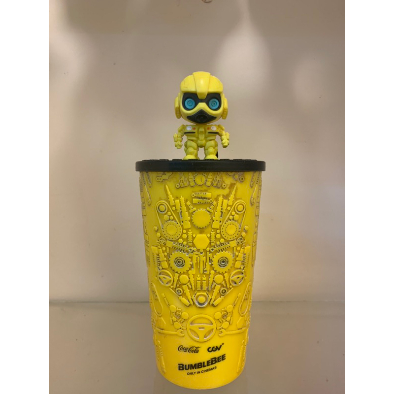 (ĐÃ QUA SỬ DỤNG) Ly Bumblebee cùng topper trong combo bắp nước CGV