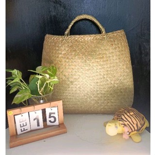   N40*C30cm  Giỏ đệm túi xách cỏ bàng đan thủ công đi chợ xách đồ hàng đẹp tự đan ,DOYE Túi cỏ 