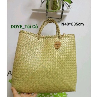  Giỏ đệm đáy rộng  đi chợ  túi xách đan cỏ bàng nhà tự đan kỹ  quai chắc chắn 