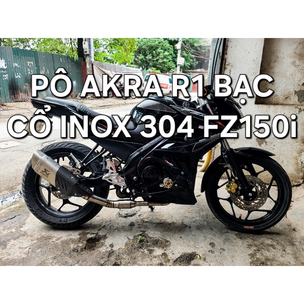 Pô Độ Akrapovic R1 Bạc Và Cổ Inox 304 Yamaha Fz150i