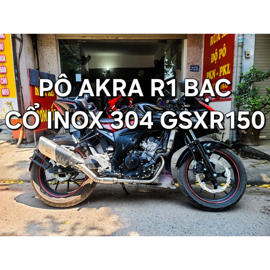 Pô Độ Akrapovic R1 Bạc Và Cổ Inox 304 Suzuki GSX R150