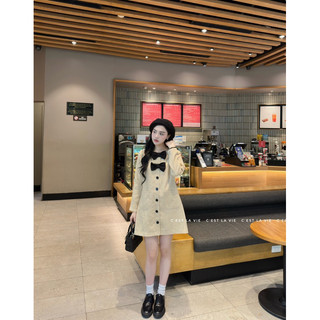 Váy tweed be phối nơ ngực C'est lavie
