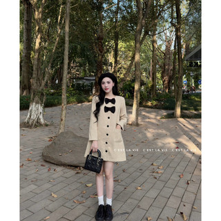 Váy tweed be phối nơ ngực C'est lavie
