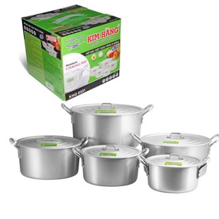 [CHÍNH HÃNG] Bộ 5 nồi Nhôm Kim Hằng (5 cái size 16 18 20 22 24cm )