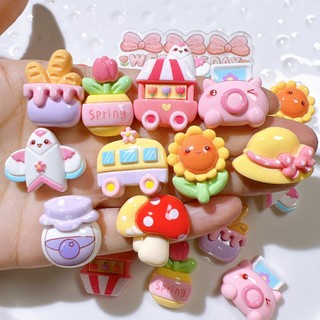 Set 10 cái charm Jibbitz Charm 3D nhựa cứng chủ đề Xe bus Hoa gắn Dép Crocs Phụ Kiện Trang Trí Ốp Điện Thoại - Selenshop