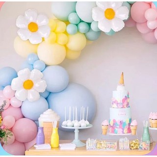 Set Bóng Bay Trang Trí Sinh Nhật Màu Pastel Hoa Cúc Đủ Đồ Tự Làm QH10