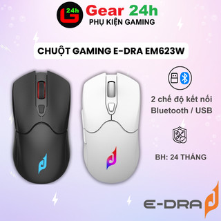 Chuột Không dây Gaming Edra EM623w Trắng / Đen (Wireless 2.4Ghz + Bluetooth)