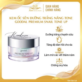 Kem ốc sên dưỡng trắng nâng tone, căng bóng che phủ lỗ chân lông Goodal Premium Snail Tone Up Kim korea