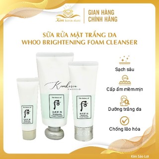 Sữa rửa mặt Whoo dưỡng trắng da, làm sạch sâu, mềm mịn da Whoo Brightening Cleansing Foam