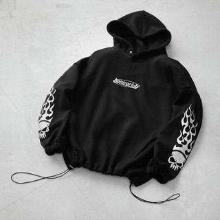 Flame Skull Hoodie nỉ lông in hoạ tiết Metallic big size