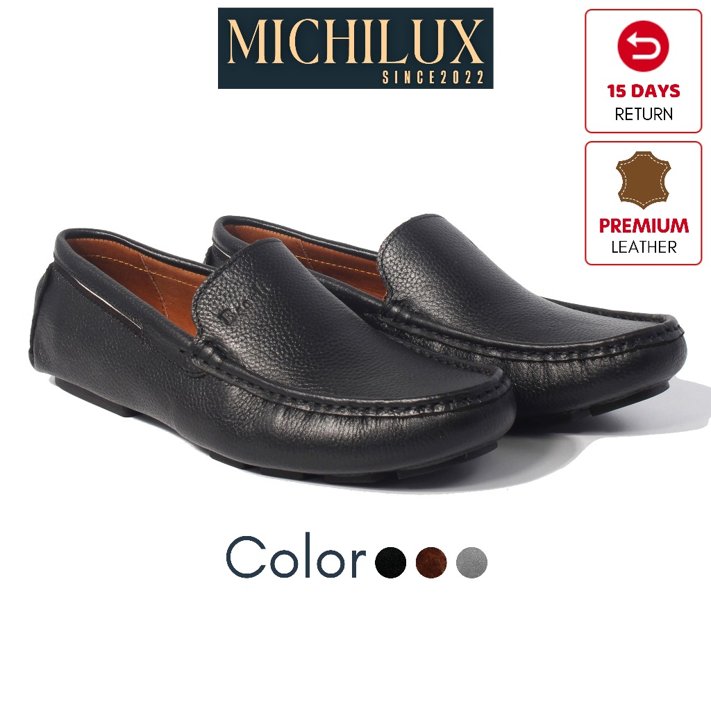 BANULI C6ML1T0 Men's Leather Moccasin Loafers (Giày Lười Nam Da Ý Mềm Dẻo, Bảo Hành Trọn Đời)
