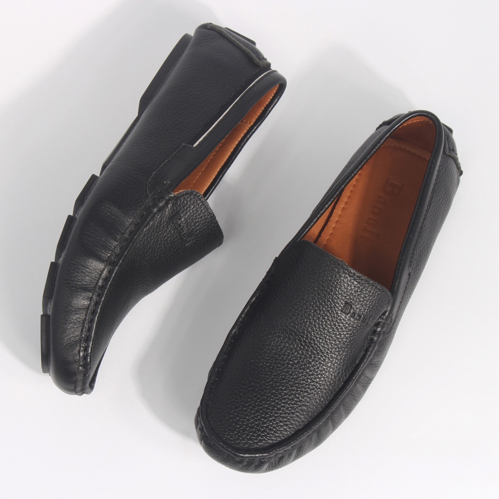 BANULI C6ML1T0 Men's Leather Moccasin Loafers (Giày Lười Nam Da Ý Mềm Dẻo, Bảo Hành Trọn Đời)