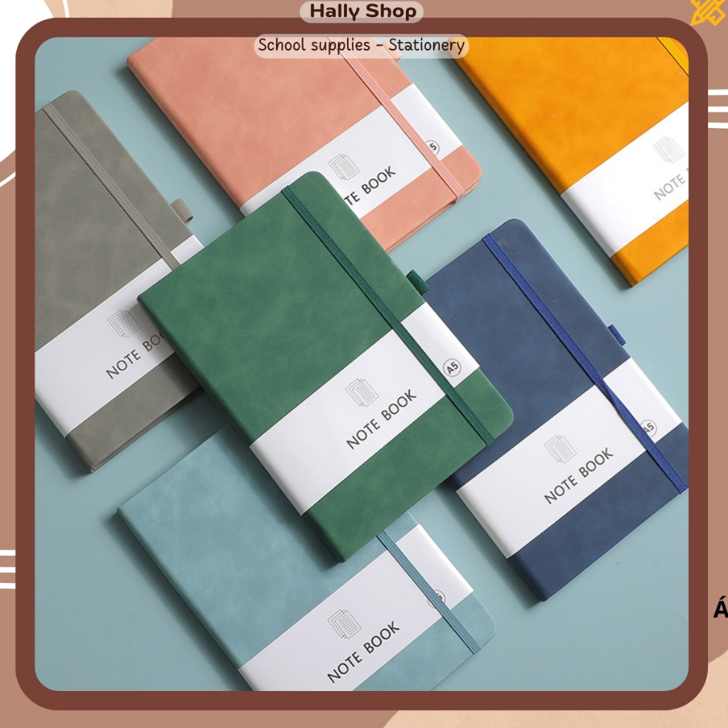 Sổ tay ghi chép mini bìa da PU hoạ tiết đơn giản A5/A6/A7 100 tờ 200 trang notebook tập lên kế hoạch