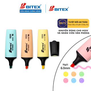  Bút Dạ Quang Highlight Bitex HL05 Ngòi Dẹt Mực Màu Pastel Nhanh Khô 