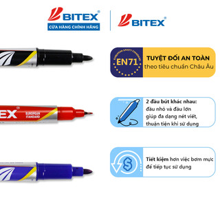 Combo 10 Bút lông dầu Bitex PM02 mực xanh, đen, đỏ