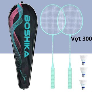 Bộ 2 vợt cầu lông BK-300 tặng túi đựng,  màu Xanh, hồng theo cặp, dành cho mọi lứa tuổi, chính hãng