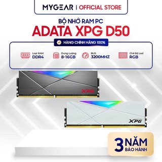Bộ nhớ RAM PC ADATA XPG D50 8GB/16GB DDR4 3200Mhz RGB Black/White - Bảo hành chính hãng 60 tháng