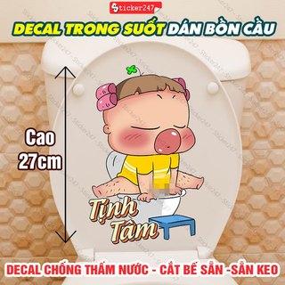Miếng dán bồn cầu tịnh tâm quỳnh aka - decal chống nước - decal dán tường, dán nắp bồn cầu dễ thương