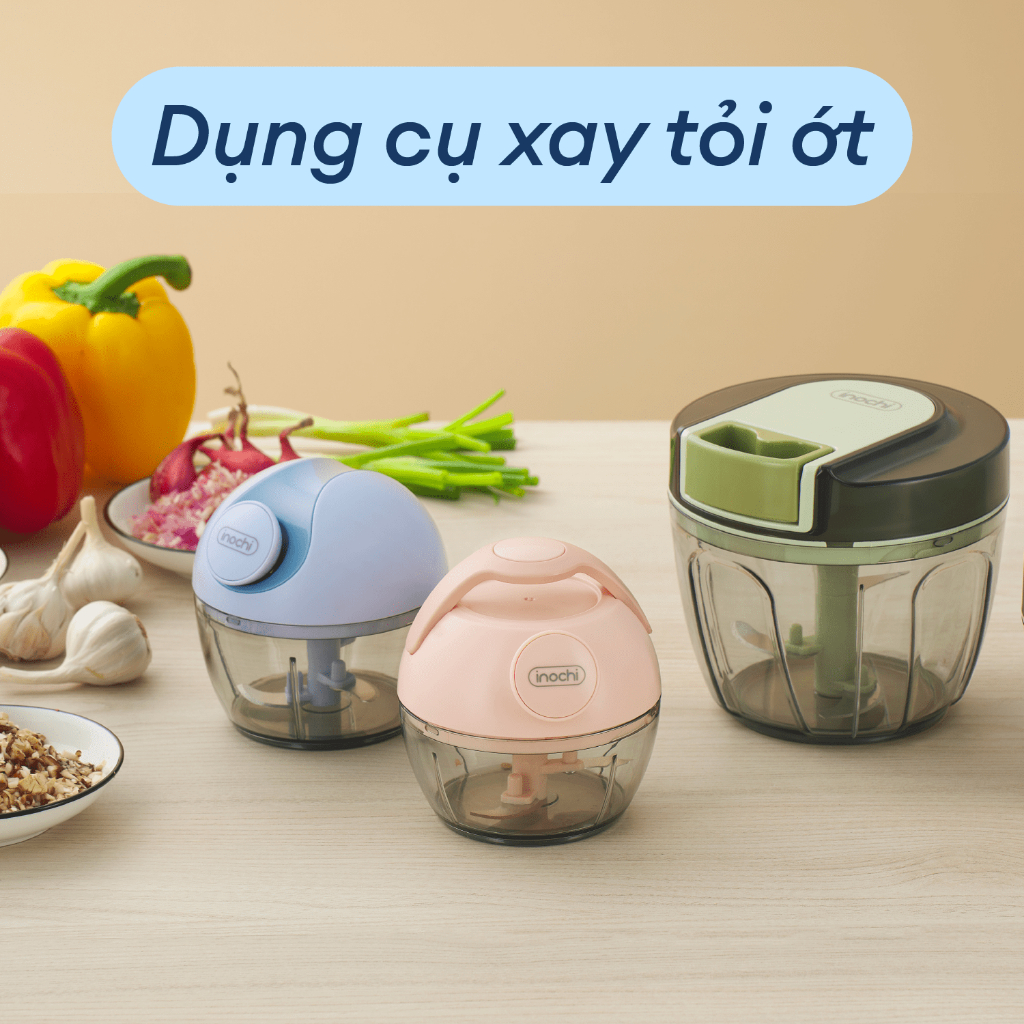 Máy Xay Tỏi Ớt Cầm Tay Mini Dụng cụ xay tỏi ớt Inochi - cao cấp, an toàn, dễ sử dụng, xay thịt ớt