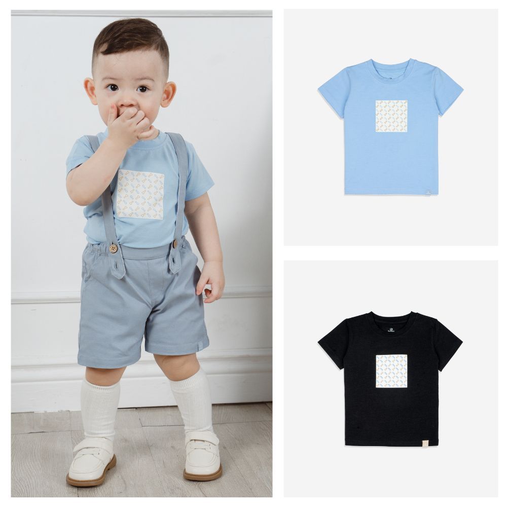 Áo ngắn tay bé trai, bé gái, áo ngắn tay cổ tròn mềm mại, co giãn - BU Baby