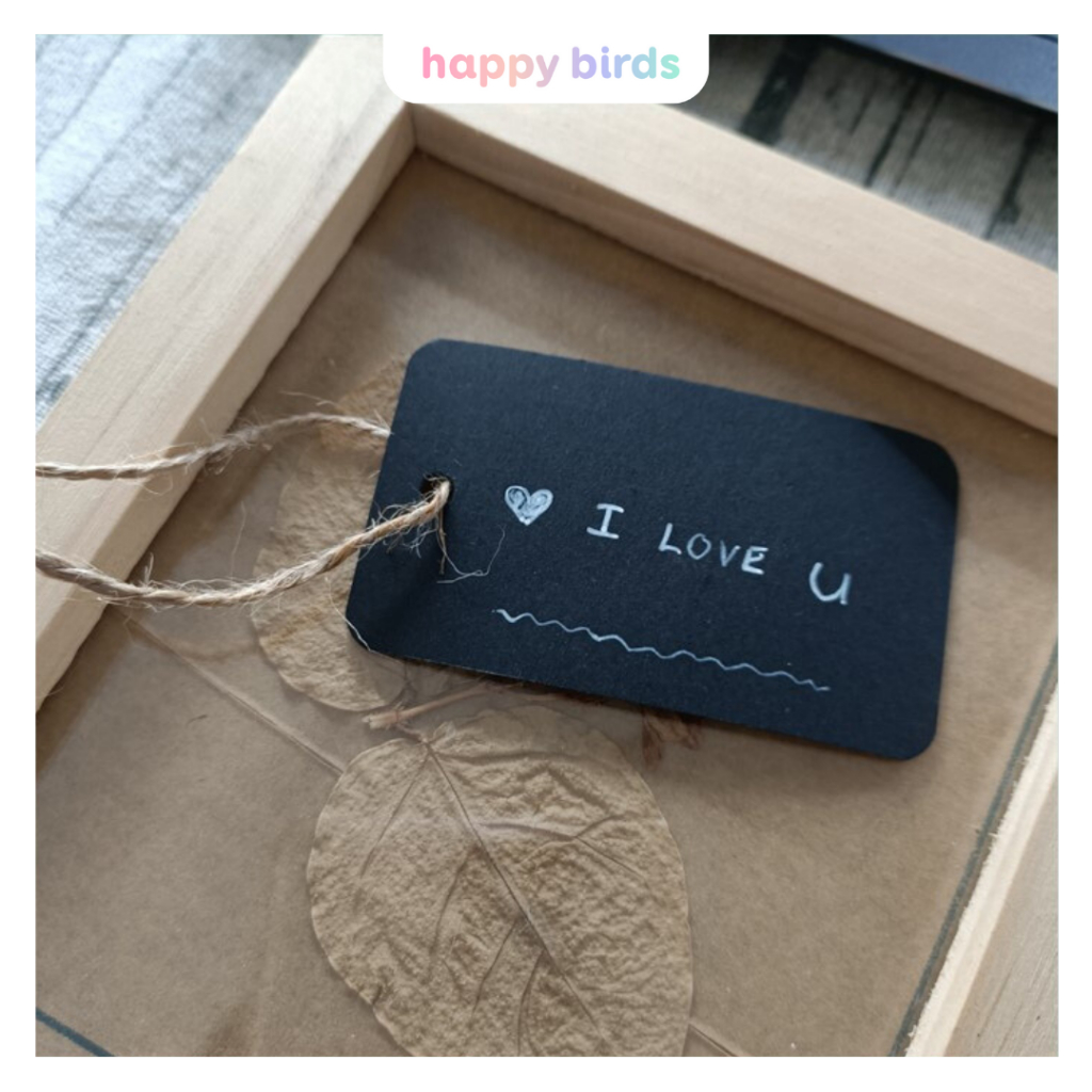 Tag giấy trơn tùy chỉnh kèm dây đeo trang trí quà tặng làm đồ handmade DIY Happy Birds