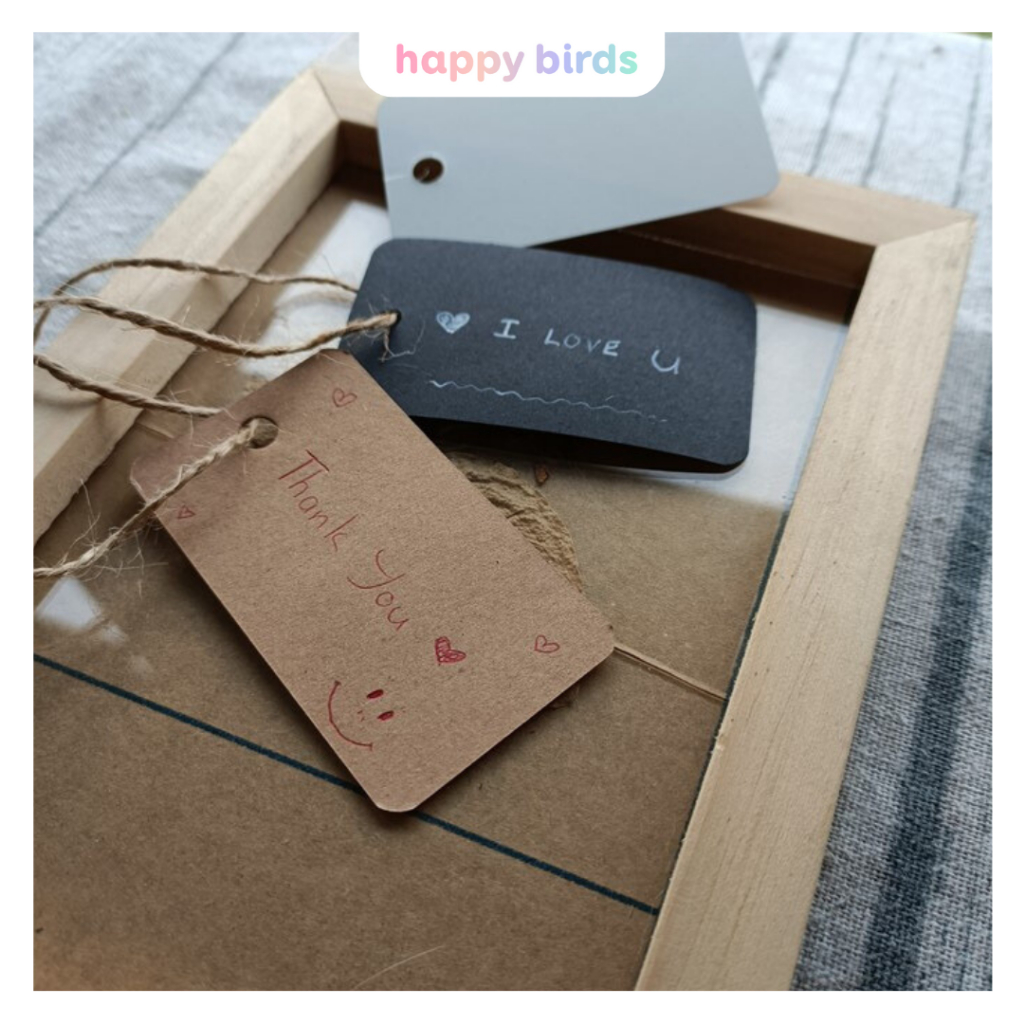 Tag giấy trơn tùy chỉnh kèm dây đeo trang trí quà tặng làm đồ handmade DIY Happy Birds