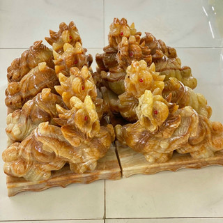 Cặp Tỳ Hưu Đá Vân gỗ 16cm , kích hoạt tài lộc, may mắn, sức khỏe