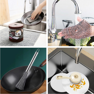 [FREESHIP] CHỔI INOX 304 - MIẾNG THÉP KHÔNG GỈ - CUỘN 1m - CÂY 2IN1 CHÀ RỬA XOONG, NỒI ĐA NĂNG