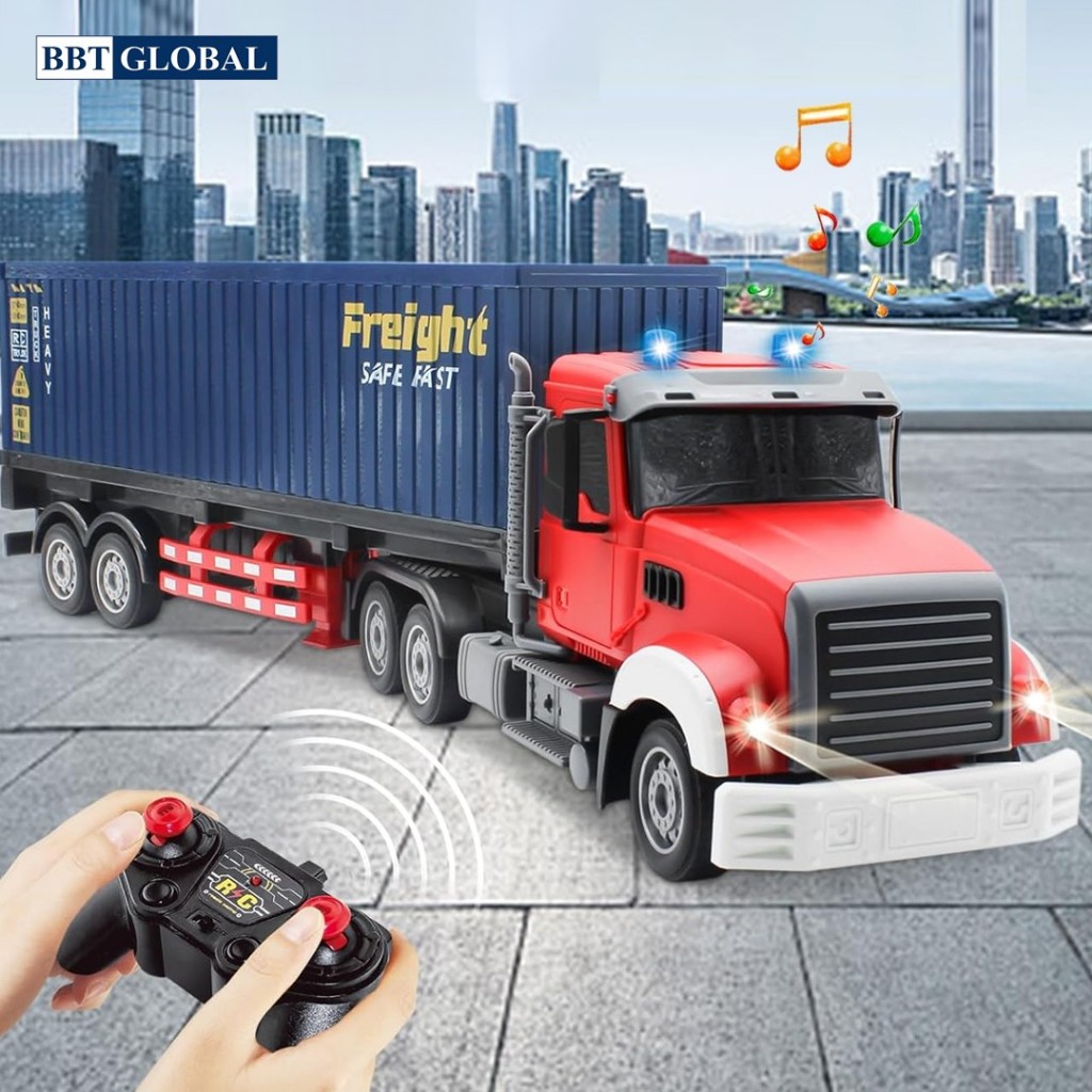 Đồ chơi xe ô tô Container, xe tải, xe cẩu có điều khiển từ xa có đèn và nhạc BBT GLOBAL