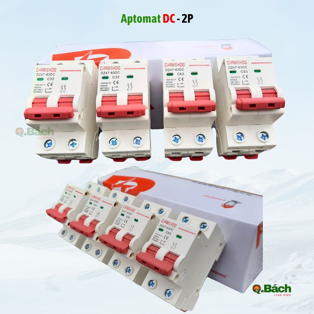 Aptomat DC 2 Pha DZ47 - 63DC Chrmshdg 10A~ 63A (100% Hàng chính hãng) Đỏ trắng