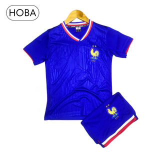 Bộ quần áo bóng đá trẻ em đồ đá banh trẻ em đội tuyển Pháp xanh bích Euro 2024 vải thun lạnh cao cấp logo thêu