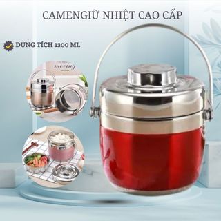 Cặp lồng 2 ngăn inox 304 - hộp đựng cơm inox 1.3 lít- camen đựng đồ ăn - hộp đựng cơm