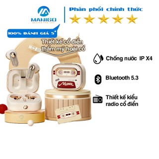 Tai nghe Bluetooth nhét tai không dây TWS Rockspace Retro Mix Tape nghe nhạc lên đến 20h Hàng chính hãng có bảo hành
