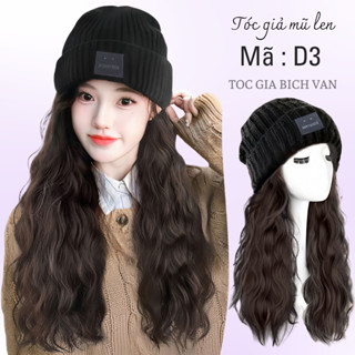  Tóc giả mũ len dáng tóc xù mì  tóc và mũ có thể tháo rời 