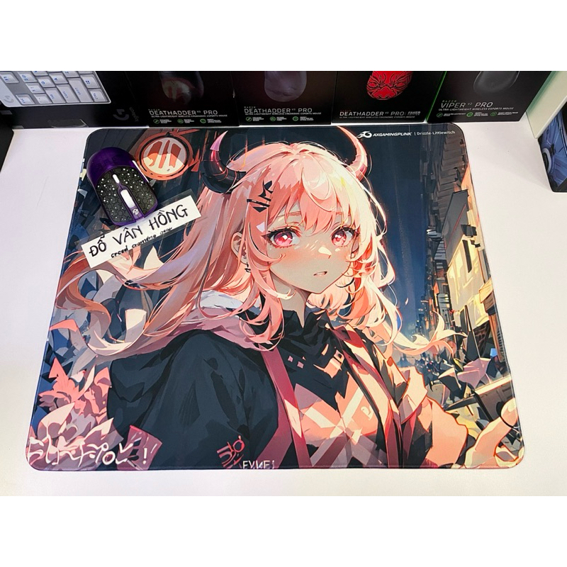 Bàn di chuột/ pad chuột Axgaming punk Drizzle Series Mousepad hình anime chất đẹp đế poron siêu bám bàn