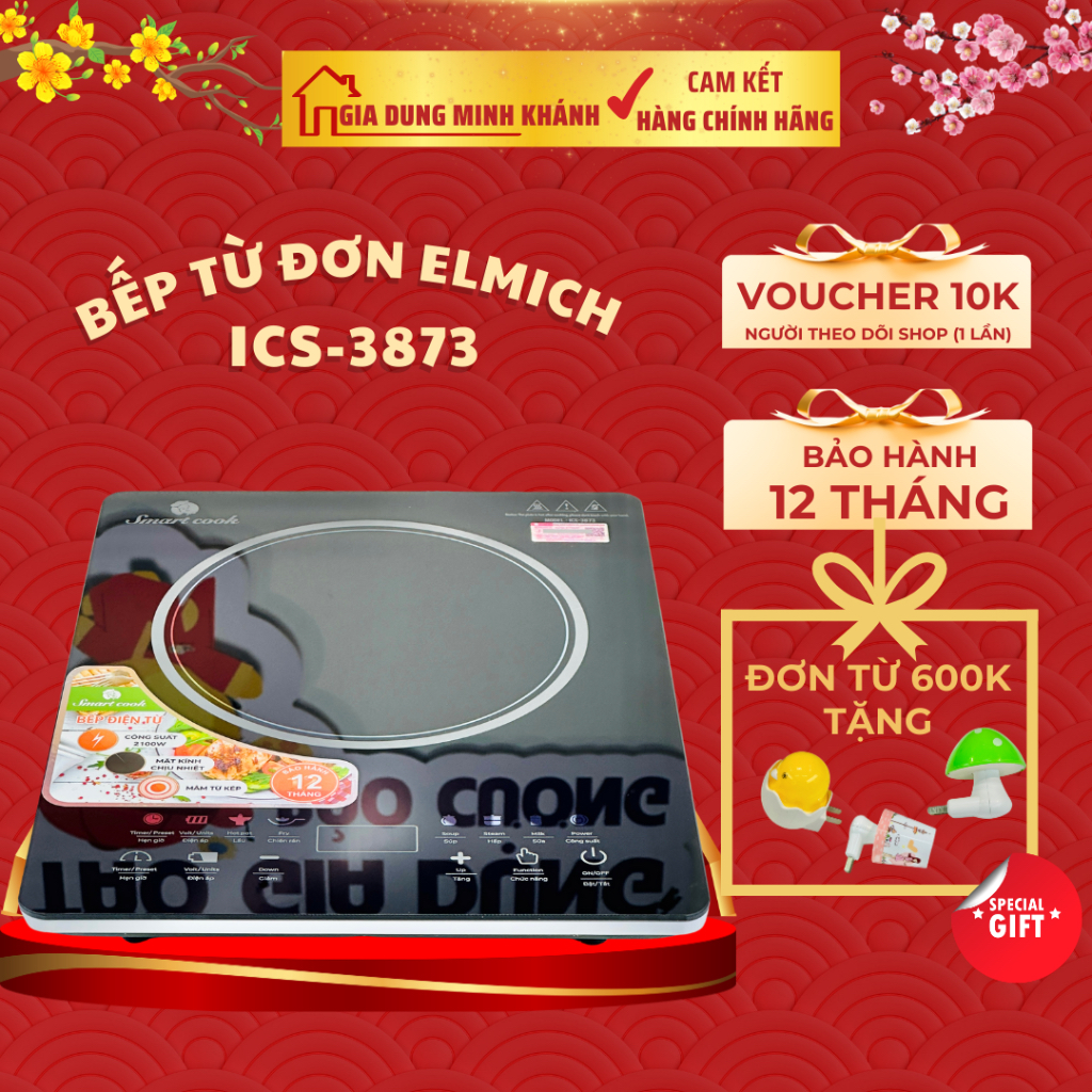 Bếp từ Elmich ICS-3873 - Mặt kính tràn viền, công suất lớn