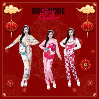 Size <70kg - pyjama tay dài quần dài, vải lụa latin 3d cao cấp sexy shadow