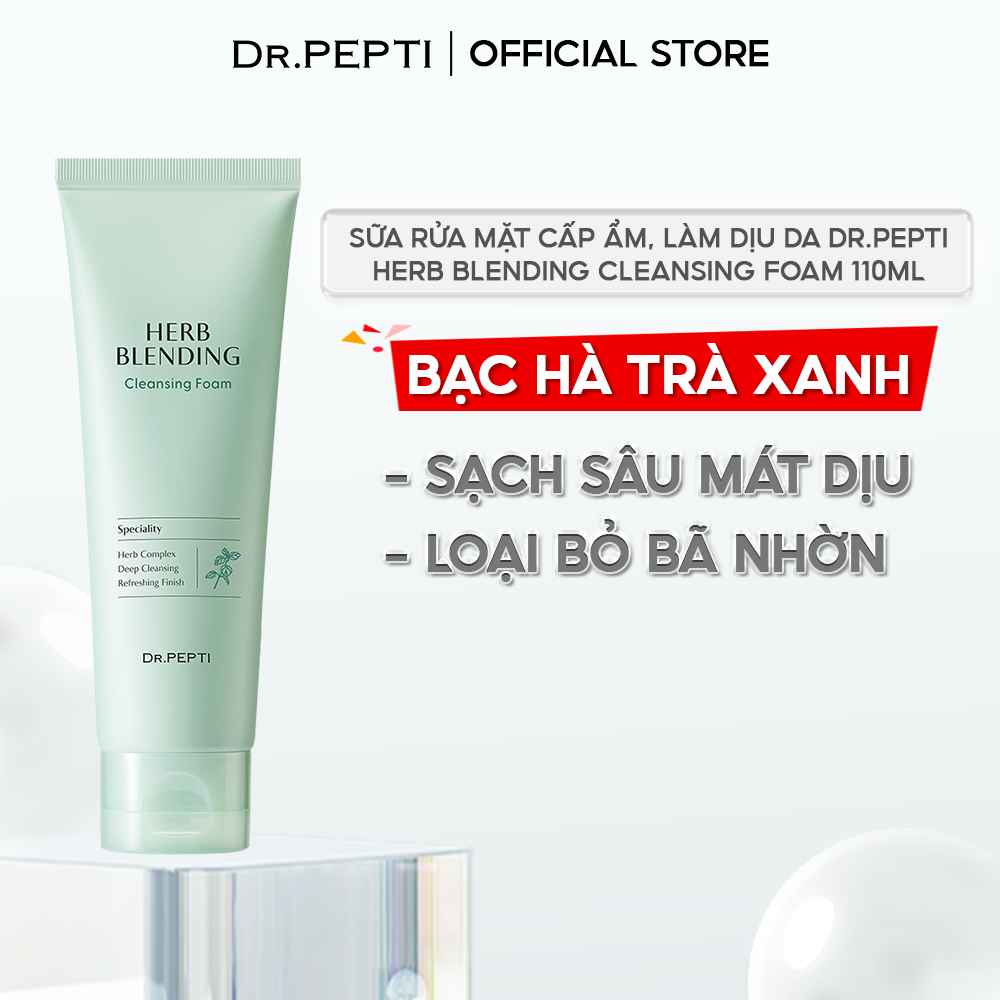 Sữa Rửa Mặt Cấp Ẩm Chuyên Sâu, Làm Dịu Da DR.PEPTI HERB BLENDING CLEANSING FOAM 110ml