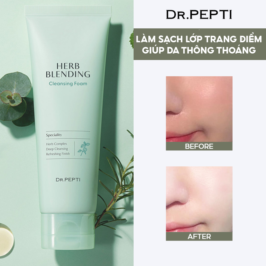 Sữa Rửa Mặt Cấp Ẩm Chuyên Sâu, Làm Dịu Da DR.PEPTI HERB BLENDING CLEANSING FOAM 110ml