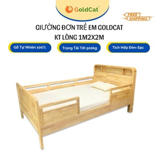 Giường Đơn Trẻ Em 1M2x2M GoldCat, Gỗ Tự Nhiên 100% An Toàn, Thiết Kế Hiện Đại, Trọng Tải Tối Đa 200kg