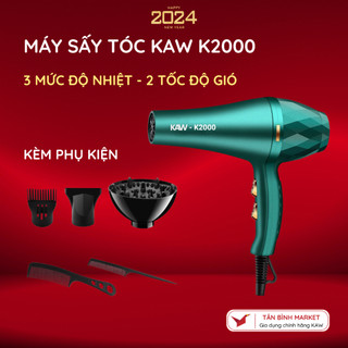 Máy sấy tóc KAW K2000 - Công Suất 2000W, 2 Chiều Nóng Lạnh, Bền Bỉ, Kèm 5 Phụ Kiện, Bảo Hành 12 Tháng