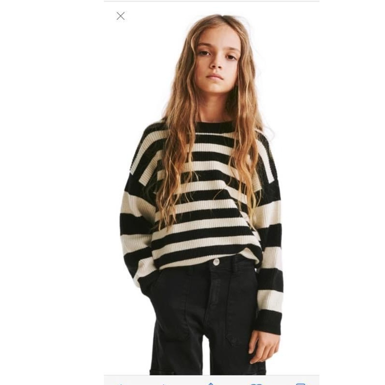 Áo len dệt kim bé gái kẻ ngang