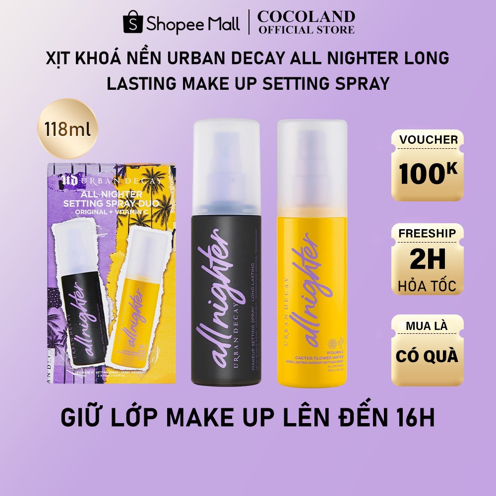 Xịt khoá nền giữ lớp make up Urban Decay All Nighter Long Lasting Make Up Setting Spray - DR120