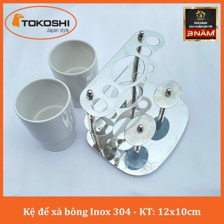 Kệ Để Bàn Chải Kem Đánh Răng Inox 304 Cao Cấp KC01 - Tặng Kèm 2 Cốc Sứ